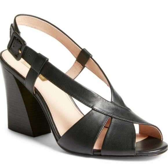 Louise et Cie Shoes - LOUISE ET CIE KALEE Black Leather Block Heel Strappy Sandal Size 10 M
